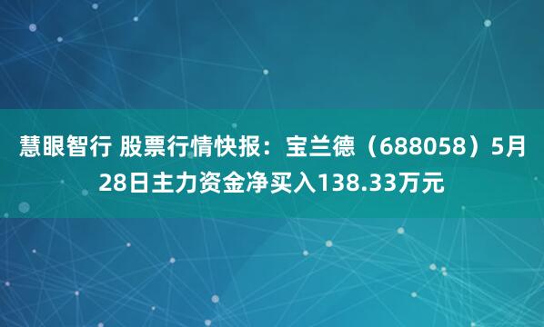 慧眼智行 股票行情快报：宝兰德（688058）5月28日主力资金净买入138.33万元