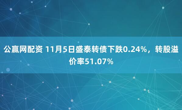 公赢网配资 11月5日盛泰转债下跌0.24%，转股溢价率51.07%