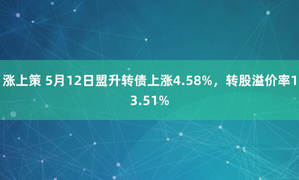 涨上策 5月12日盟升转债上涨4.58%，转股溢价率13.51%