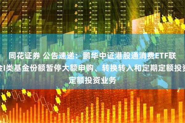 同花证券 公告速递：鹏华中证港股通消费ETF联接基金I类基金份额暂停大额申购、转换转入和定期定额投资业务